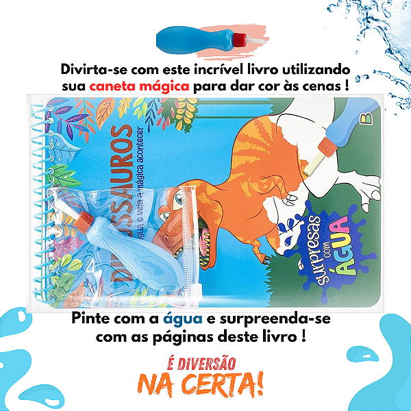 Livro Surpresas Com Água–Dinossauros -Pintando com Água - Aquabook
