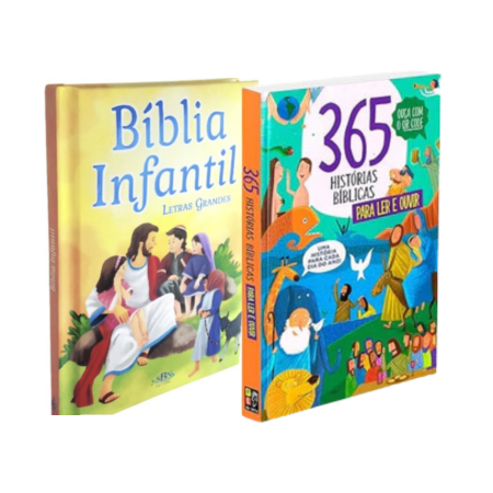 Kit Bíblia Infantil + 365 Histórias Bíblicas para Ler e Ouvir