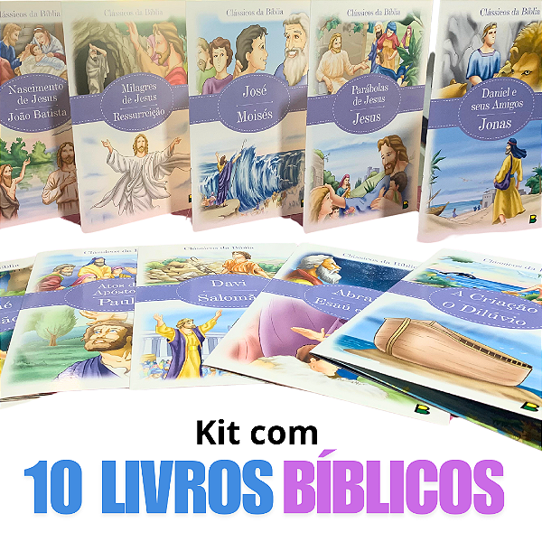 Kits Clássicos da Bíblia com 10 Livros Ilustrado Brasileitura