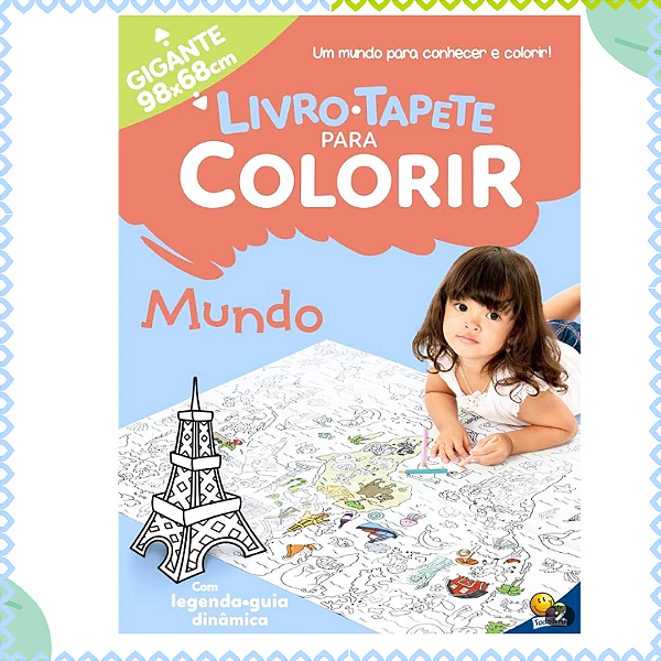 Livro Tapete para Colorir: Mundo Tamanho 98x68 Cm-Todolivro
