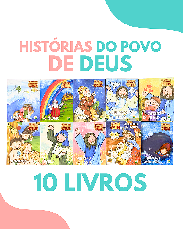 Kit com 10 Mini Livros Histórias do Povo de Deus - Brasileitura