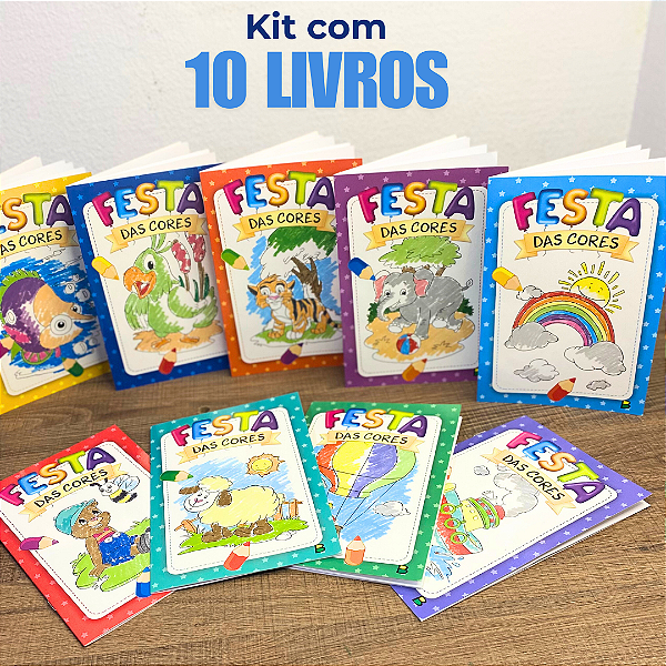 Kit com 10 Livros de Colorir Festa Das Cores Brasileitura