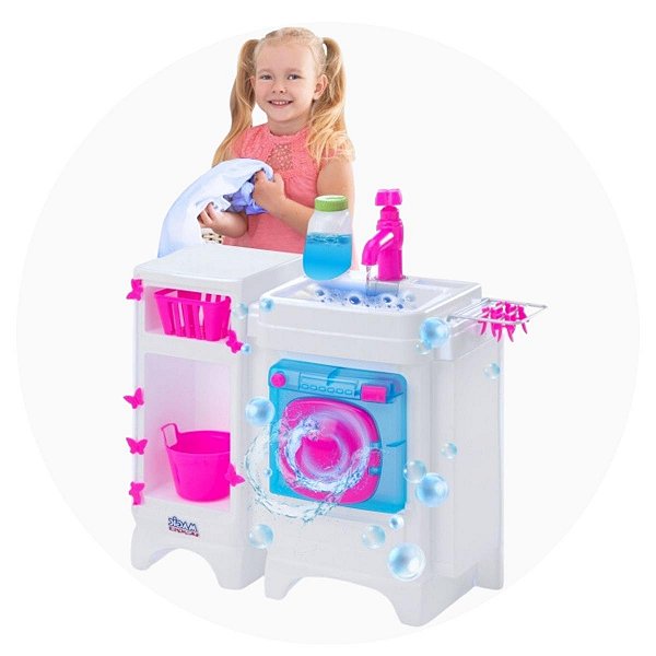 Mini Lavanderia Completa: Com Acessórios e Água de Verdade!