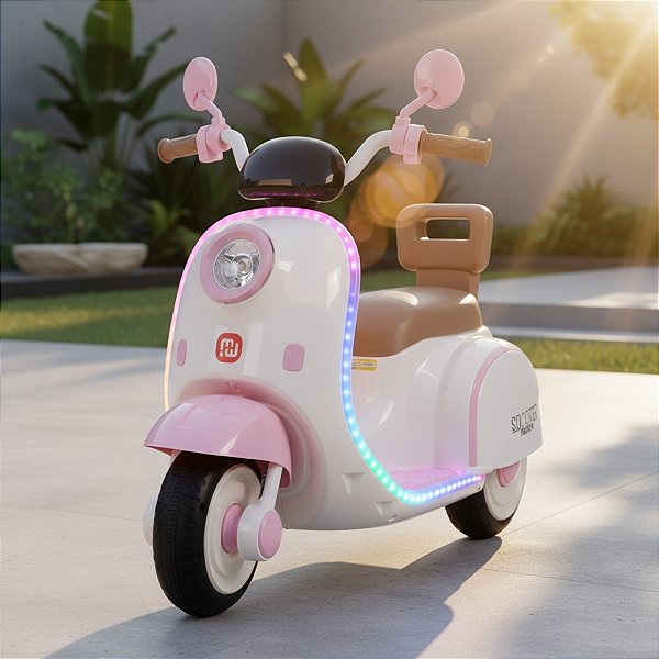 Moto Elétrica Retrô Clássica 6V Luz Led e Música