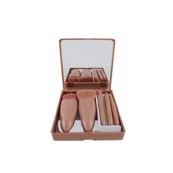 Kit 5 Pinceis - PEQUENOS-MINI para viagem (Cor Marrom)