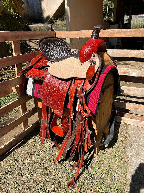 Sela Americana Prova de Laço Horse Podium + Manta QM Imports