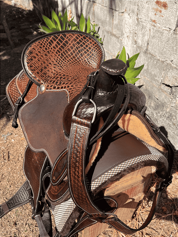 Sela Prova de Laço Team Roping Profissional All Mat + Manta QM Imports