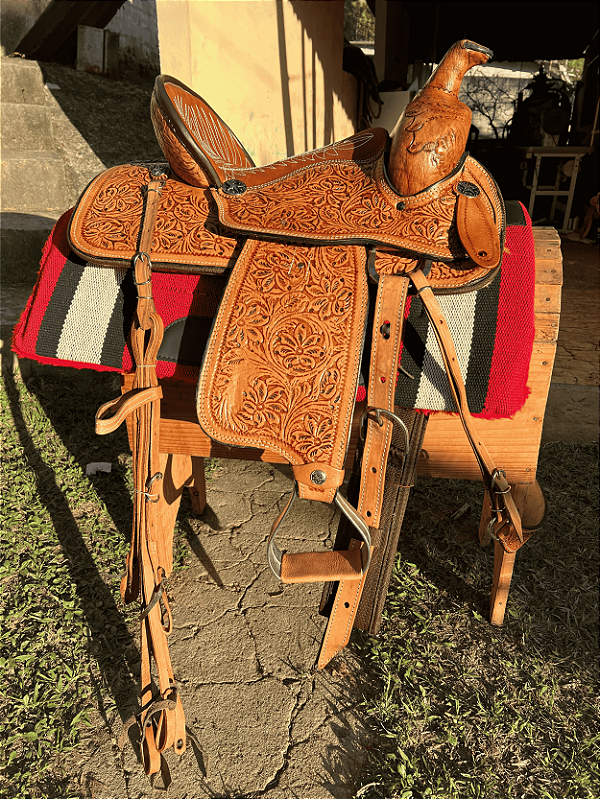 Sela Para 3 Tambores Profissional All Carved + Manta QM Imports