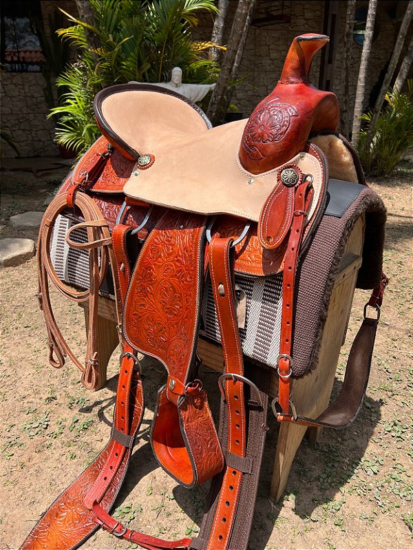 Sela Prova de Laço Profissional Team Penning Special + Manta QM Imports