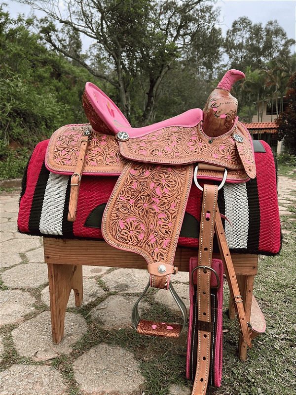 Sela 3 Tambores Profissional Cowgirl Detail + Manta QM Imports