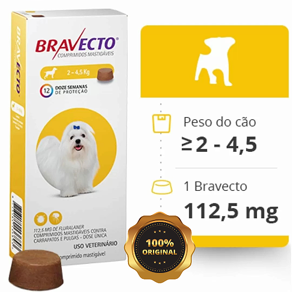 Antipulgas e carrapatos 112,5mg - 2 à 4,5kg