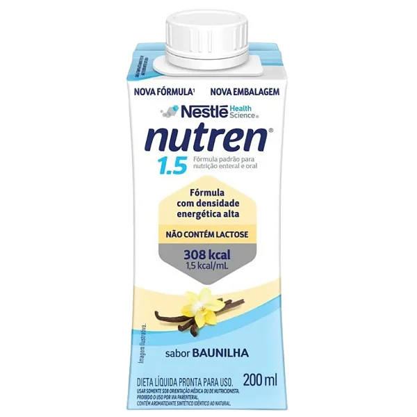Nutren 1.5 Baunilha 200ML Nestlé Nutrição Enteral e Oral Hipercalórica