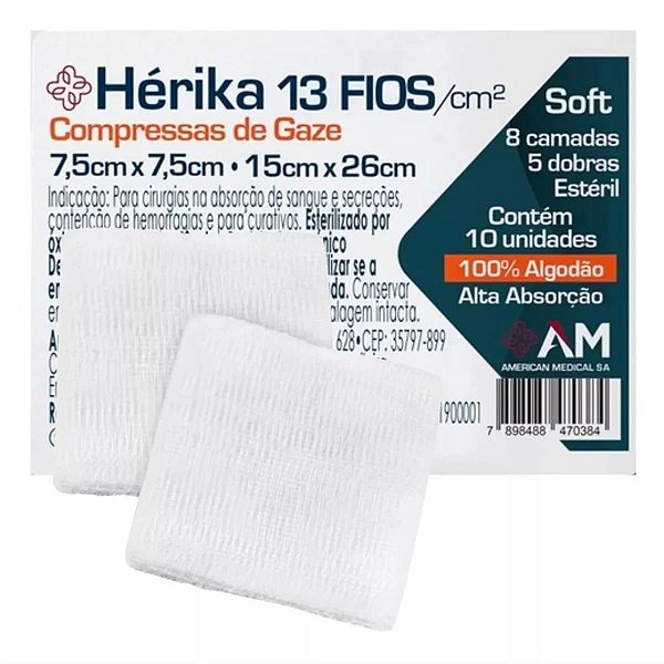 Compressa de Gaze Estéril 13 Fios Herika