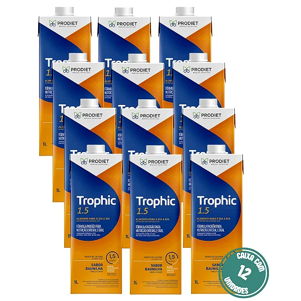 Trophic 1.5 1L Prodiet Nutrição Enteral Hipercalórica - Kit 12 Unidades