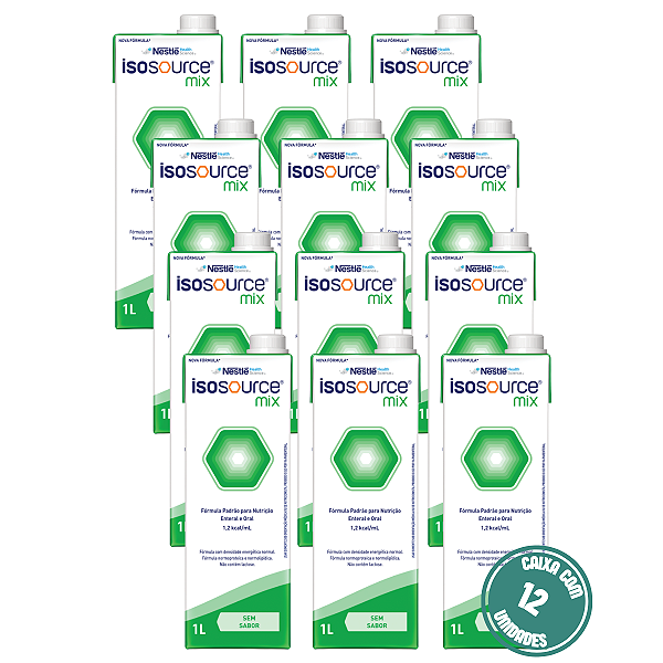 Isosource MIX 1L Nestlé Nutrição Enteral Normocalórica - Kit 12 Unidades