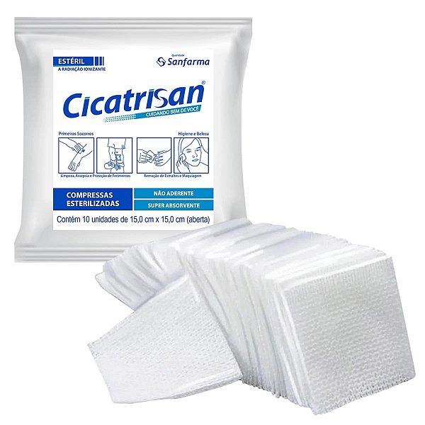 Compressa de Gaze Estéril Não Aderente Cicatrisan 10 Unidades