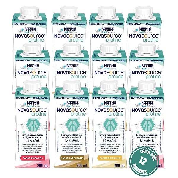 Novasource Proline 200ML Nestlé Nutrição Enteral e Oral Hiperproteica - Kit 12 Unidades