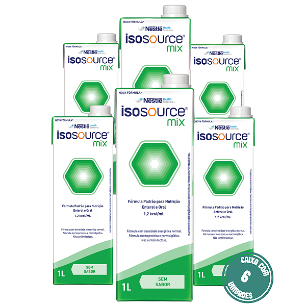 Isosource MIX 1L Nestlé Nutrição Enteral Normocalórica - Kit 6 Unidades
