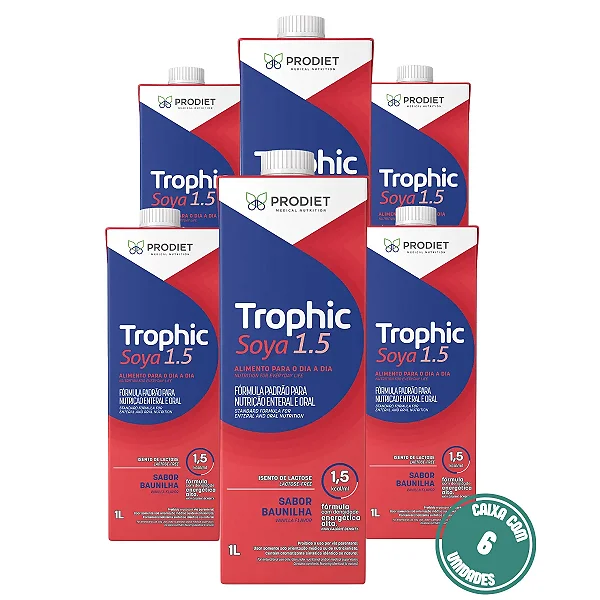 Trophic Soya 1.5 1L Prodiet Nutrição Enteral Hipercalórica - Kit 6 Unidades