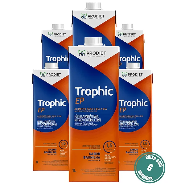 Trophic EP 1L Prodiet Nutrição Enteral Hipercalórica e Hiperproteica - Kit 6 Unidades