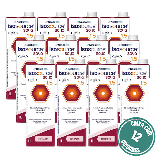 Isosource Soya 1.5 1L Nestlé Dieta Enteral Hipercalórica 1,5 kcal/ml - Kit 12 Litros