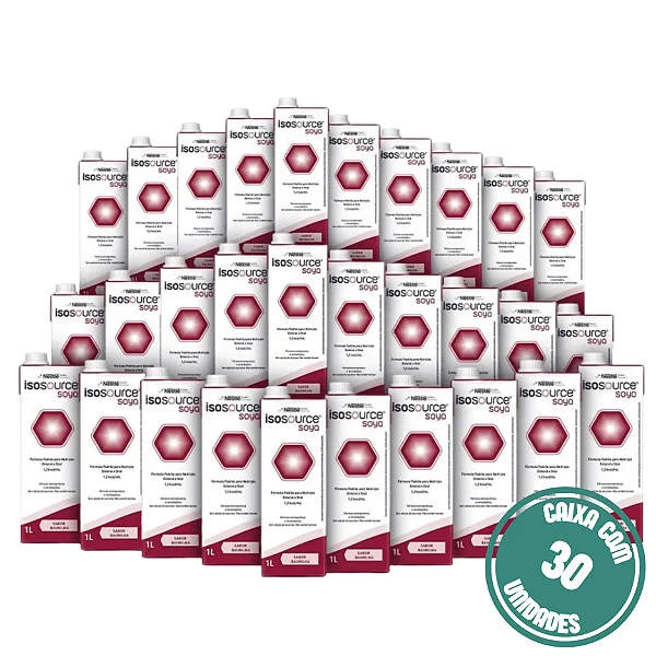 Isosource Soya 1L Nestlé Nutrição Enteral Normocalórica - Kit 30 Unidades