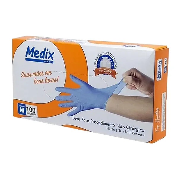 Luva Descartável Nitrilo Tam M Medix para Procedimentos Não Cirúrgicos