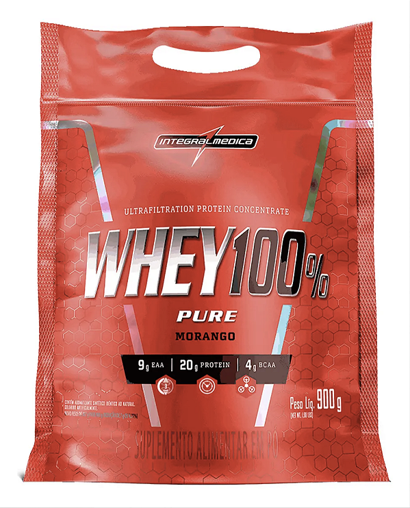 Whey Protein 100% Pure 900gr - Sabor Morango