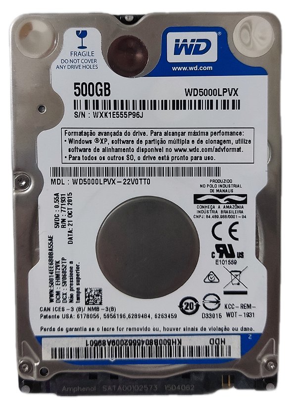 HD SATA 2.5 500Gb WD SLIM WD5000LPVX
