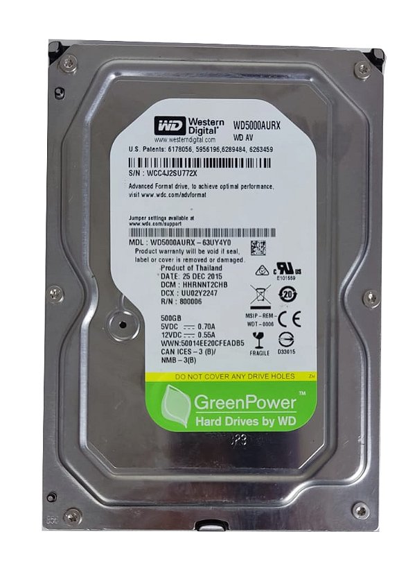 HD SATA II 500GB 3.5" W.DIGITAL GREEN WD5000AURX