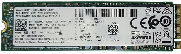 SSD NVMe M.2 2280 512GB CA3-80512-Q811 LITE ON