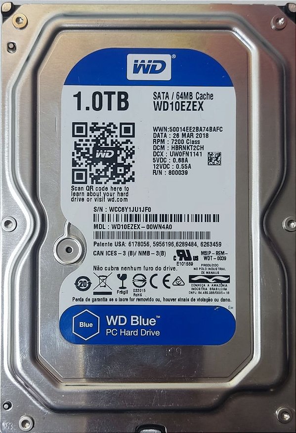 HD SATA III 1TB 3.5" W.DIGITAL BLUE WD10EZEX