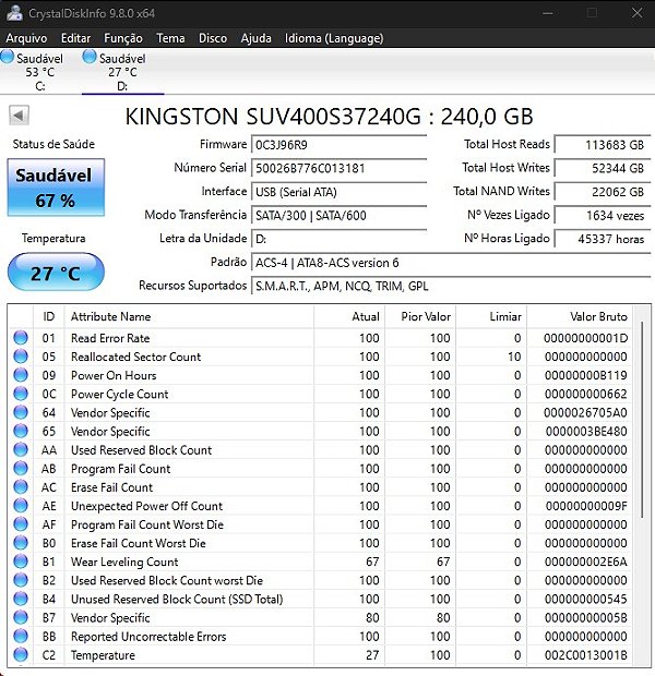 SSD 240GB 2.5" KINGSTON SUV400S37240G