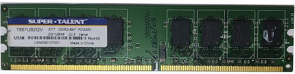 MEMÓRIA DESKTOP DDR2 2GB 667MHZ SUPER TALENT