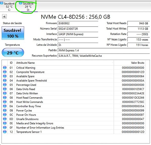 SSD NVMe 256GB SSSTC CL4-8D256 M2 2280