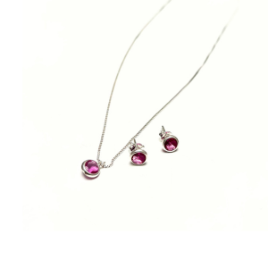 CONJUNTO ROSA REDONDO PRATA 925