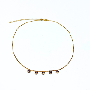 CHOKER PEDRAS LILÁS REDONDO