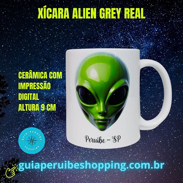 Caneca em cerâmica 325 ml personalizada com ET Grey Real em Peruíbe