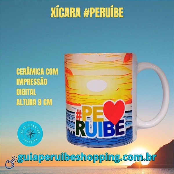 Caneca  em cerâmica 325 ml personalizada com Por do Sol #Peruíbe