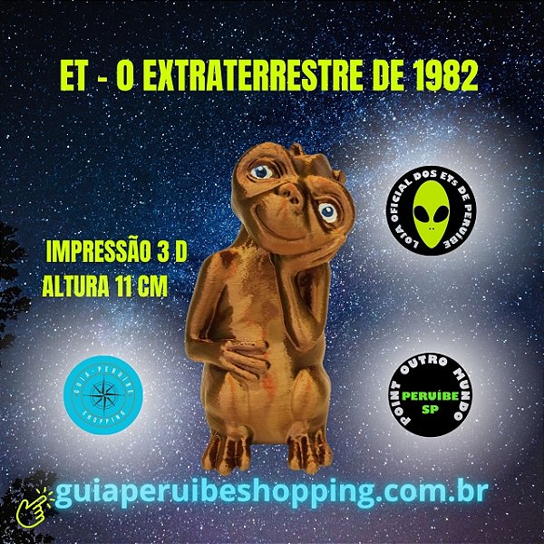 ET o Extraterrestre do filme de 1982 fabricado com impressão 3 D em Peruíbe
