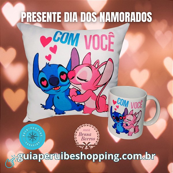 Caneca e almofada personalizada dia dos namorados Lilo e Stitch em Peruíbe