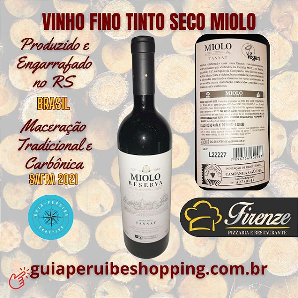 Vinho de mesa fino tinto seco Miolo Reserva em Peruíbe