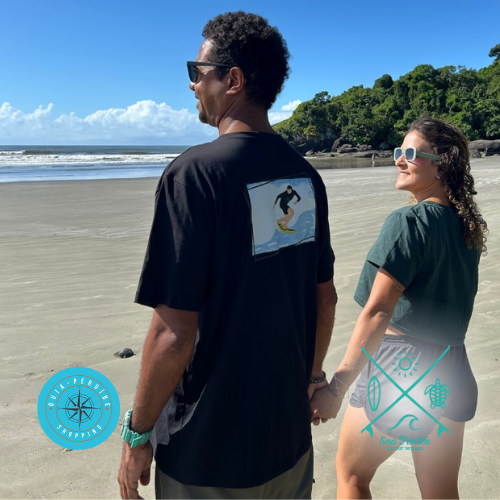 Camiseta Preta Masculina de surf Sea Turtle Surf Wear em Peruíbe.