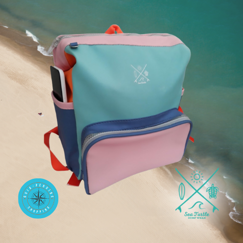 Mochila em couro ecológico Colorida Sea Turtle Surf Wear em Peruíbe.