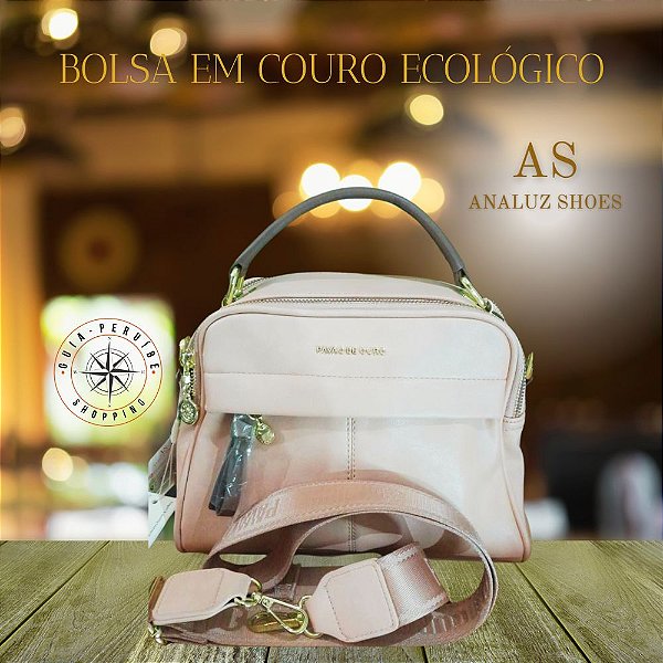 Bolsa cor de Rosa em Couro Ecológico Pavão de Ouro em Peruíbe