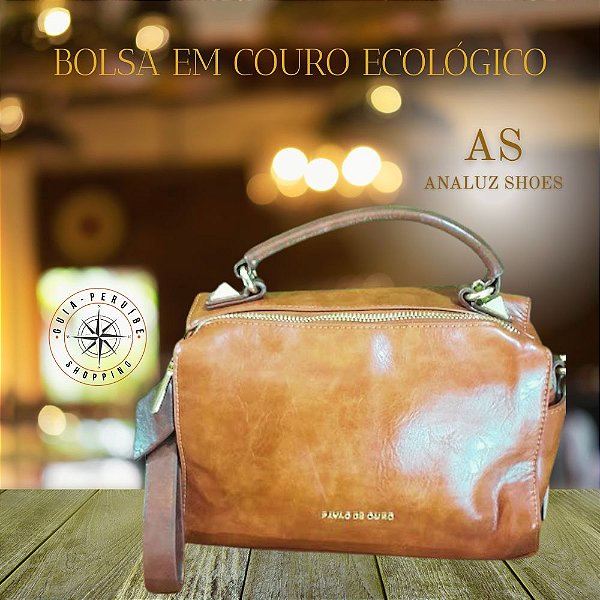 Bolsa Marrom de Couro Ecológico Pavão de Ouro em Peruíbe