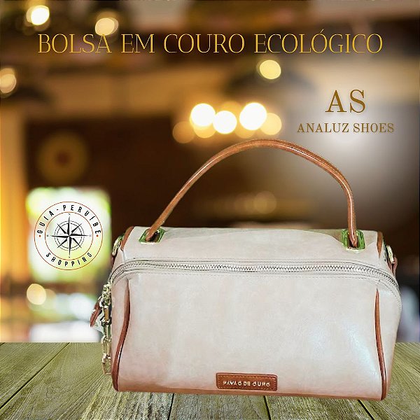 Bolsa Bege de Couro Ecológico Pavão de Ouro em Peruíbe