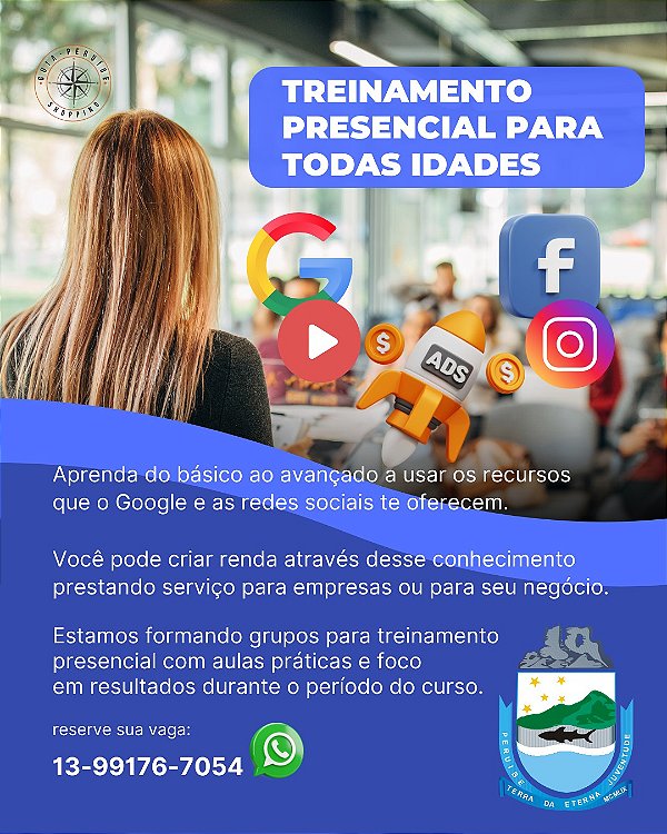 Treinamento presencial de Google Ads e Meta ads em Peruíbe