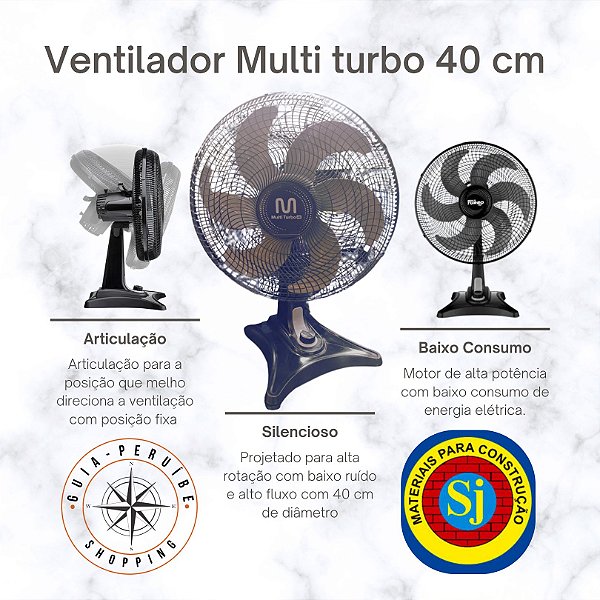 Ventilador de Mesa 40 cm Multi turbo 40 em Peruíbe