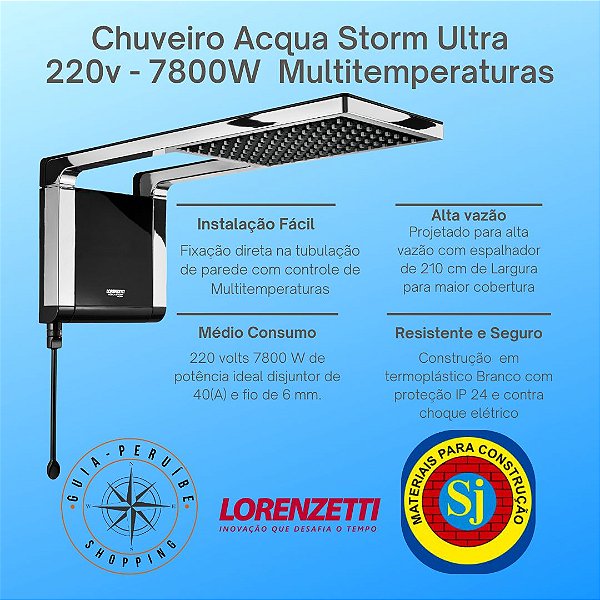 Chuveiro elétrico Acqua Storm Eeltrônico 220v Lorenzetti em Peruíbe.
